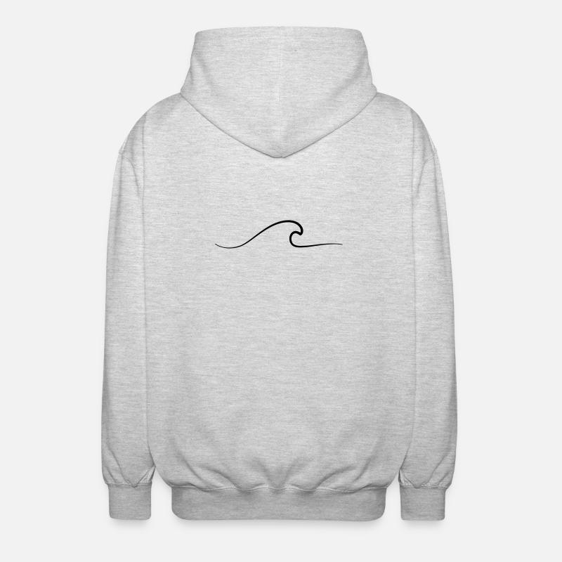 Wave Icon Outline Surfing Wave Sea - Unisex Hooded Jacket - light heather grey
