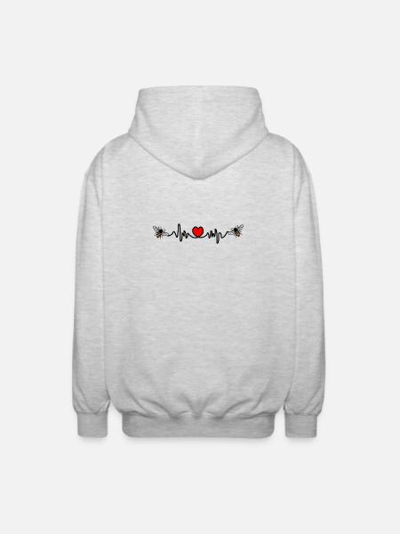 Cardio love for bees - Unisex Hooded Jacket - light heather grey