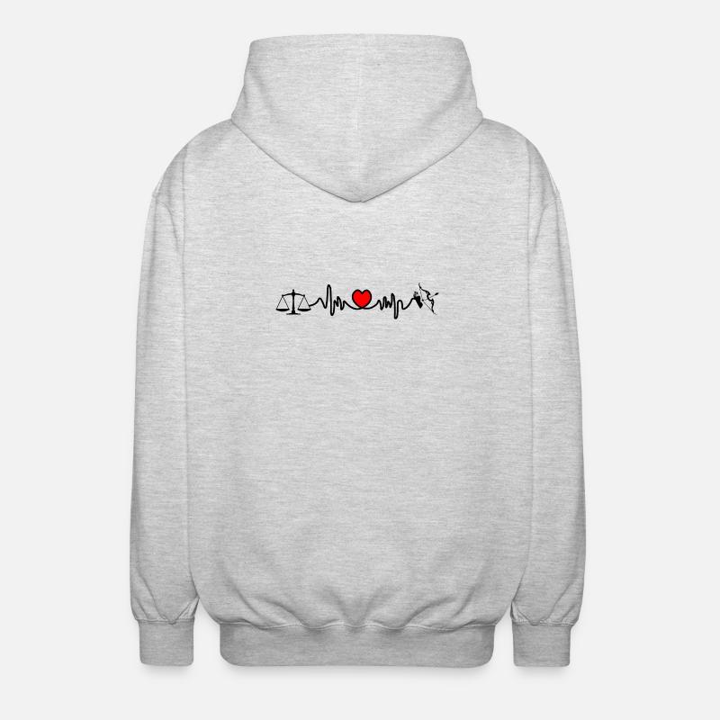 Fréquence cardiaque cardio Balance Sagittaire - Veste à capuche unisexe - gris clair chiné