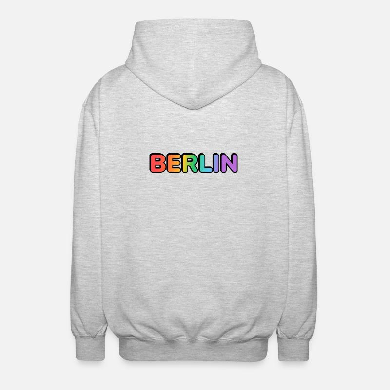 Berlin Rainbow Gradient Letters LGBT - Unisex Hooded Jacket - light heather grey