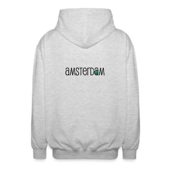 Amsterdam - Cannabis - Weed - Unisex Kapuzenjacke - Hellgrau meliert - Hinten - AI Model Male 185 light (185cm)
