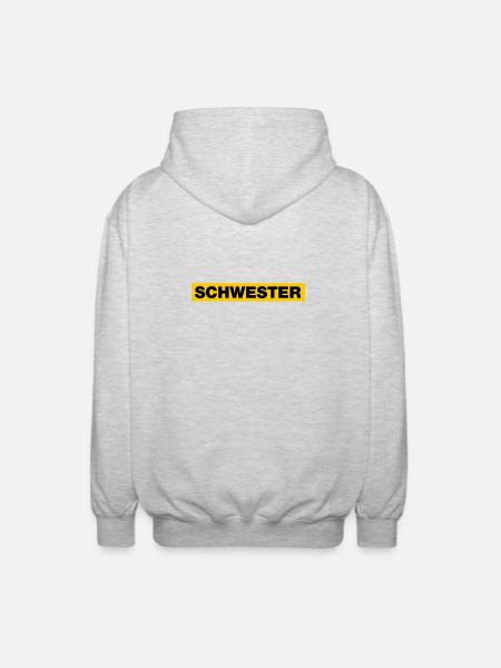 Schwester - Unisex Kapuzenjacke - Hellgrau meliert