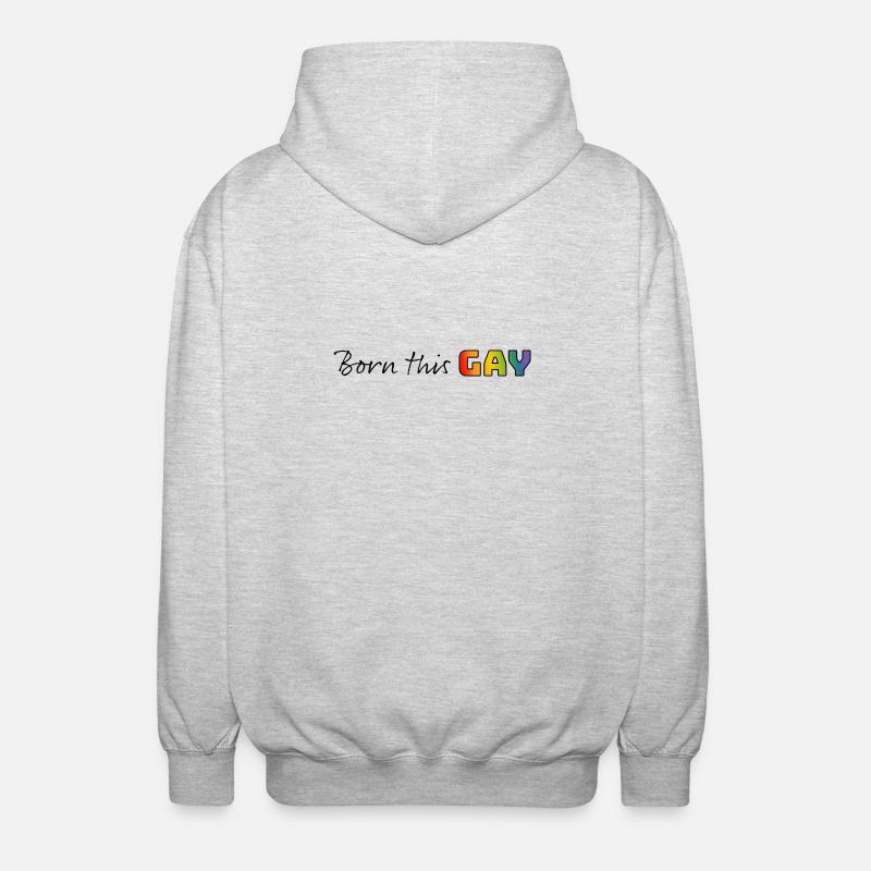 Regenbogen born this gay - Unisex Kapuzenjacke - Hellgrau meliert