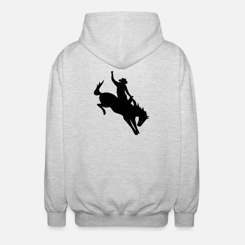 Cowboy beim Rodeo - Unisex Kapuzenjacke - Hellgrau meliert