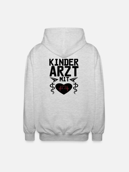 Kinderarzt mit Herz Geschenk - Unisex Kapuzenjacke - Hellgrau meliert