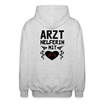 Arzthelferin mit Herz Geschenk - Unisex Kapuzenjacke - Hellgrau meliert - Hinten - AI Model Male 185 light (185cm)