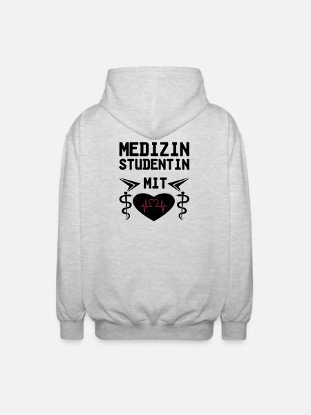 Medizinstudentin mit Herz Geschenk - Unisex Kapuzenjacke - Hellgrau meliert