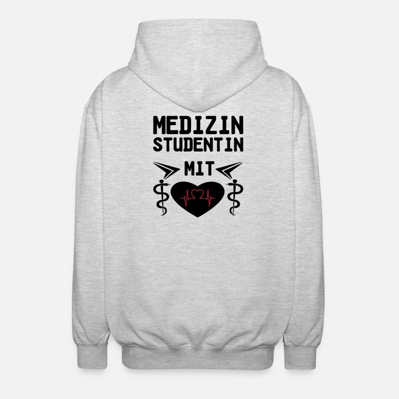 Medizinstudentin mit Herz Geschenk - Unisex Kapuzenjacke - Hellgrau meliert