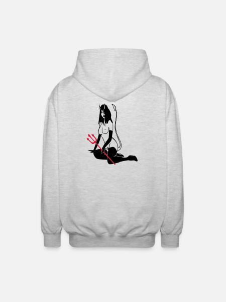 Teufelchen - Unisex Kapuzenjacke - Hellgrau meliert