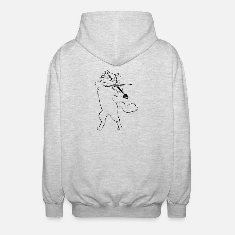 Chat avec violon - Veste à capuche unisexe - gris clair chiné