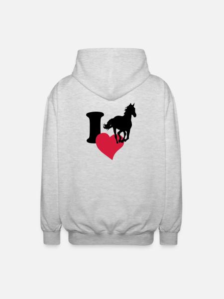 I love horses - Unisex Hooded Jacket - light heather grey