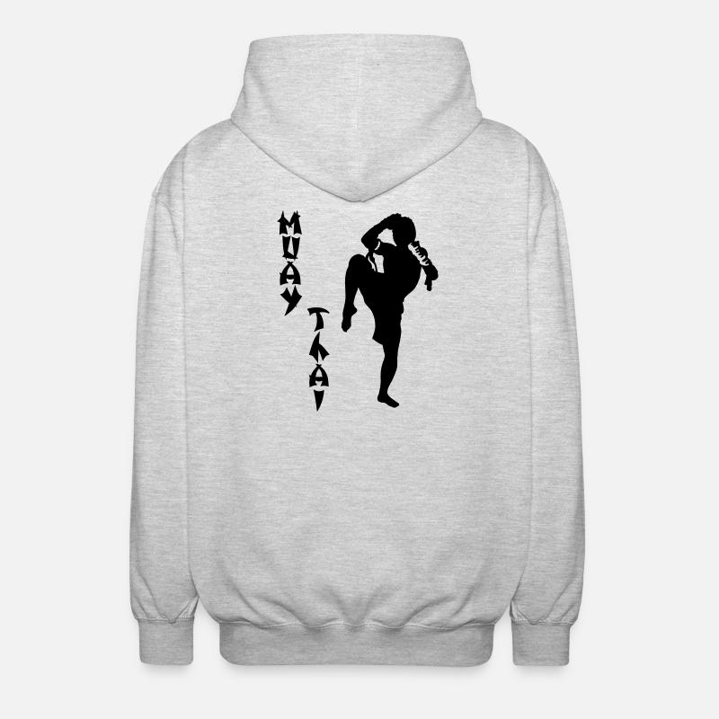 Muay Thai - Unisex Kapuzenjacke - Hellgrau meliert