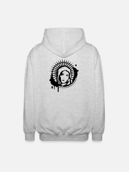 Maria Portrait Graffiti Schablone - Unisex Kapuzenjacke - Hellgrau meliert