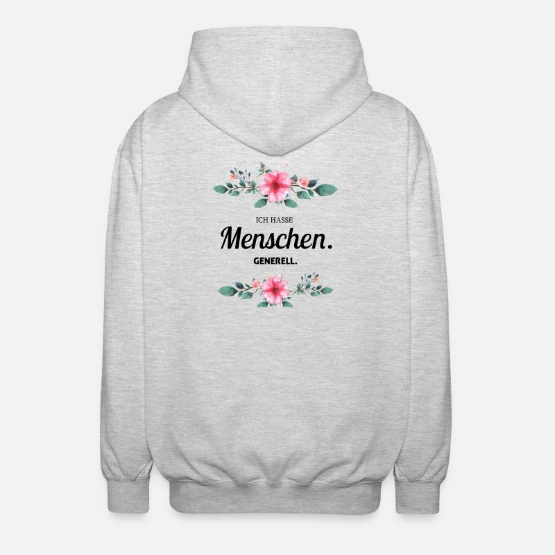 Ich Hasse Menschen Generell - Unisex Kapuzenjacke - Hellgrau meliert