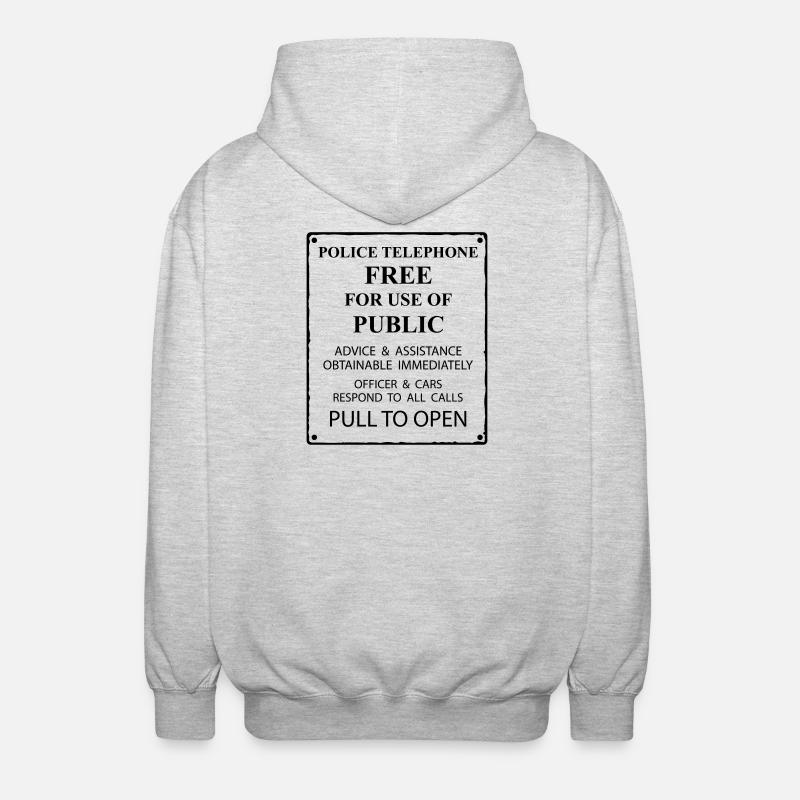 police box text - Unisex Kapuzenjacke - Hellgrau meliert