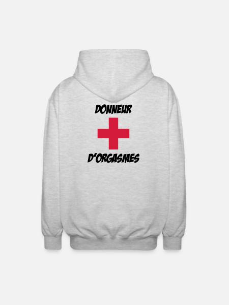 Donneur d'orgasmes ! - Veste à capuche unisexe - gris clair chiné