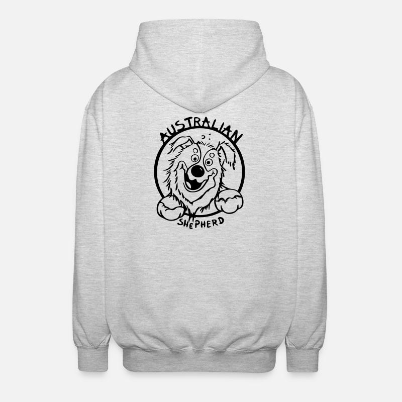 Lustiger Australian Shepherd - Unisex Kapuzenjacke - Hellgrau meliert