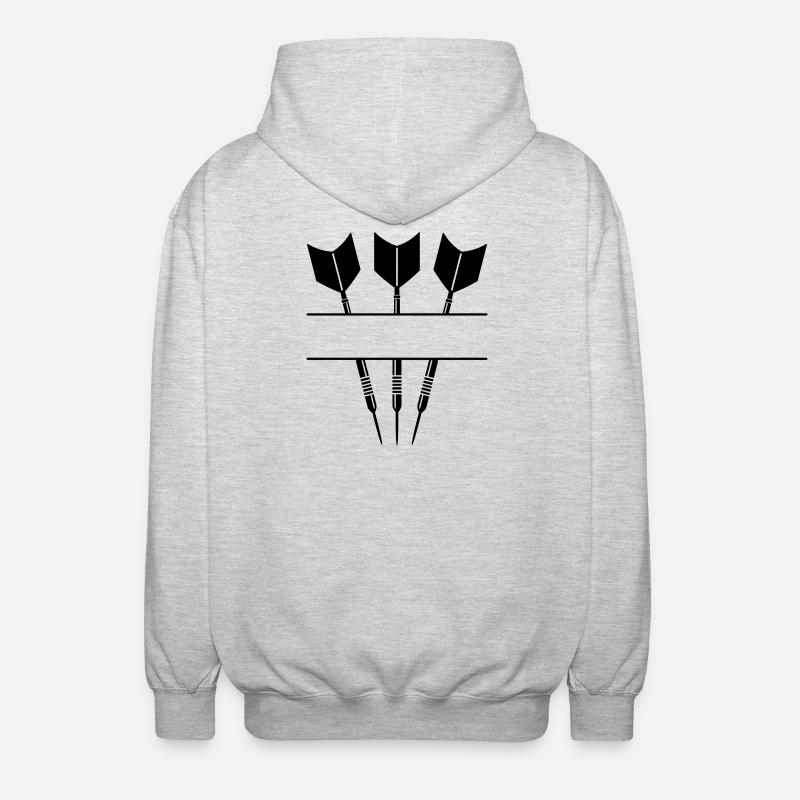 Drei Darts einfarbig mit Textzeile. - Unisex Kapuzenjacke - Hellgrau meliert