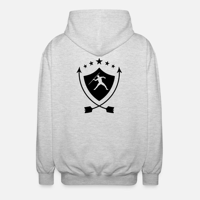 Speerwurf / Diskuswurf / Kugelstoßen / Hammerwurf - Unisex Kapuzenjacke - Hellgrau meliert