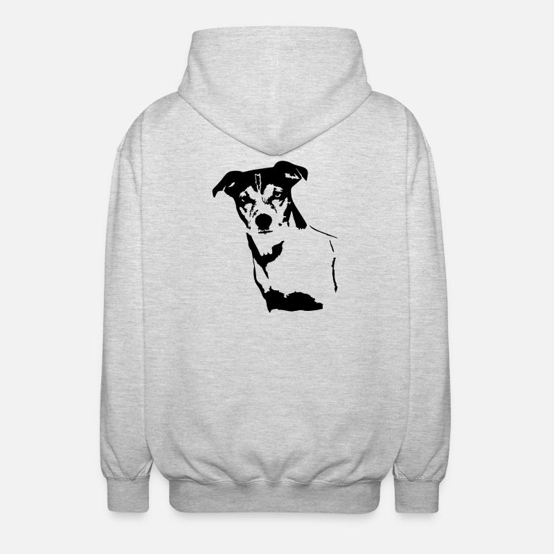 Jack Russell Terrier Kopf - Unisex Kapuzenjacke - Hellgrau meliert