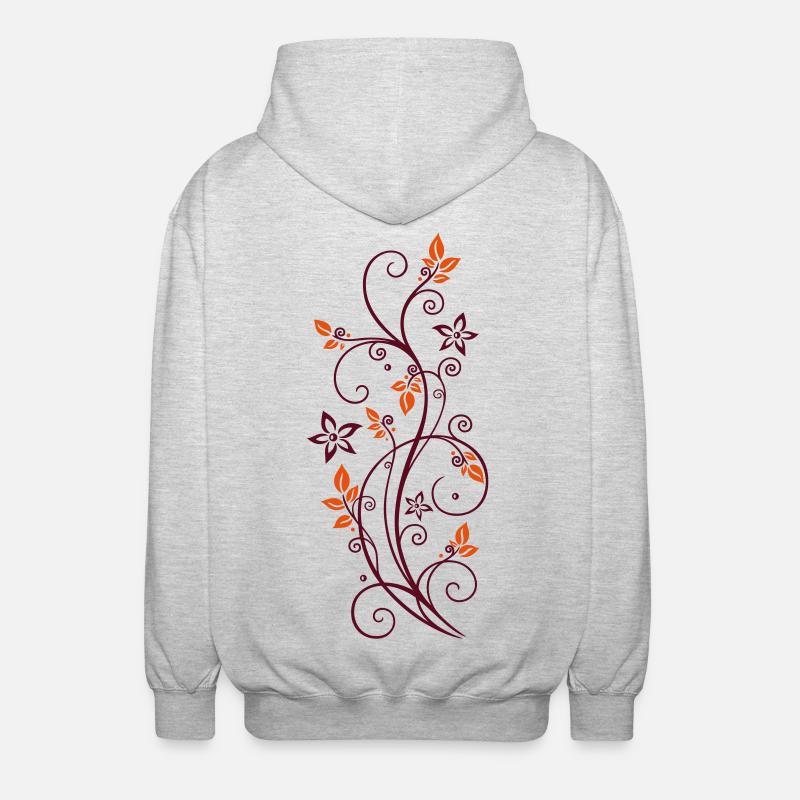 Filigrane Ranke mit Blättern und Blumen. - Unisex Kapuzenjacke - Hellgrau meliert