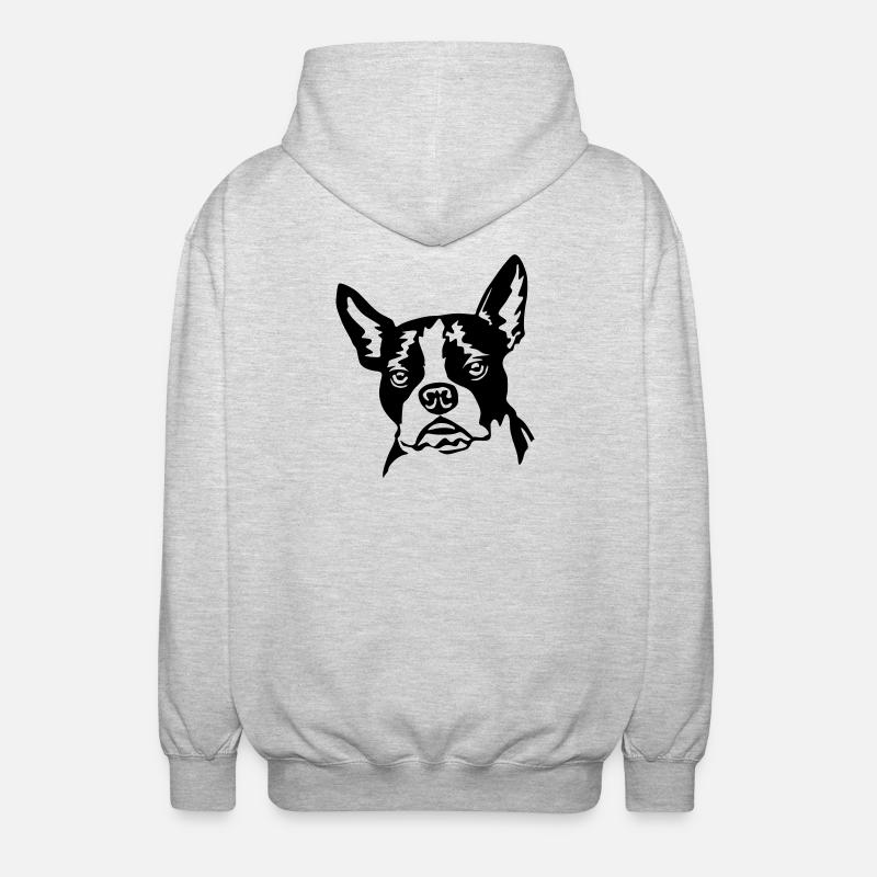 Boston terrier - Veste à capuche unisexe - gris clair chiné