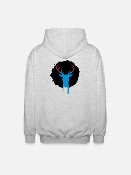 Deer patch graffiti - Unisex Hooded Jacket - light heather grey