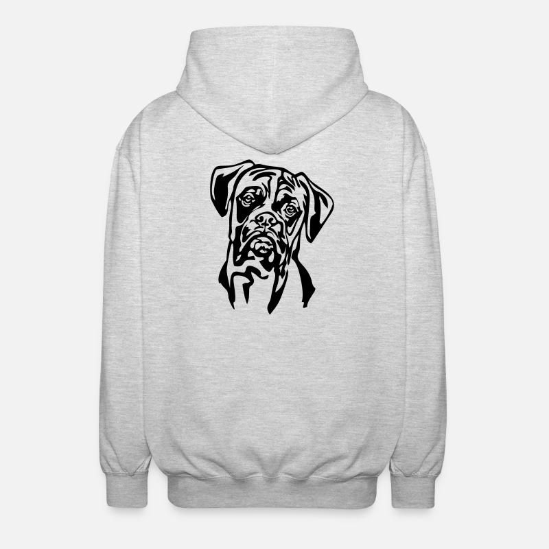 Boxer Kopf - Unisex Kapuzenjacke - Hellgrau meliert