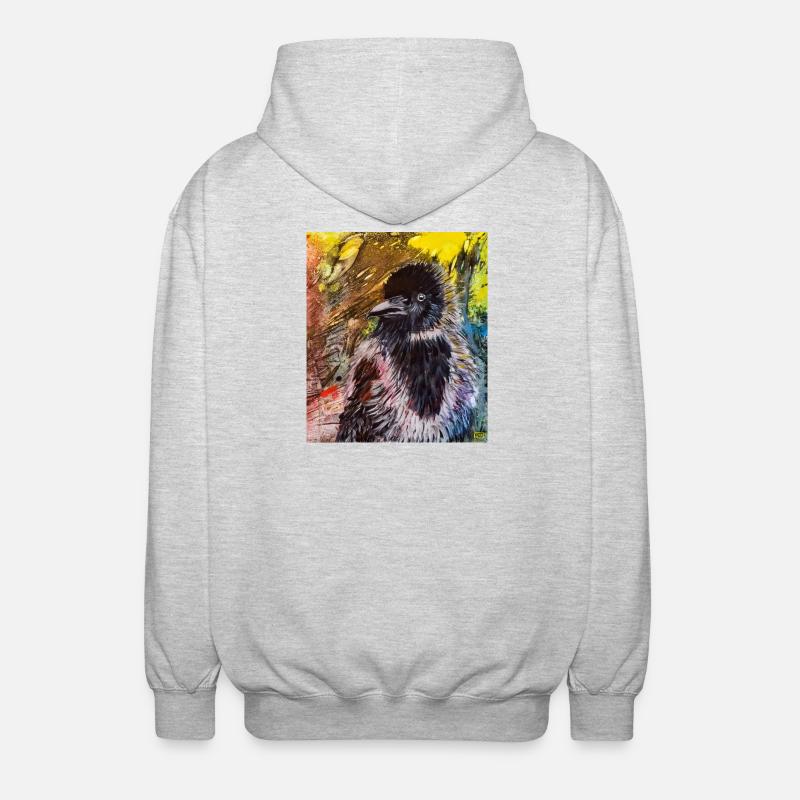 Krähe - Unisex Kapuzenjacke - Hellgrau meliert