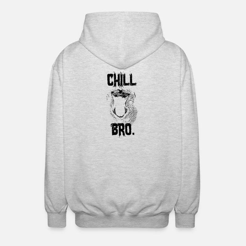 Chill Bro Nasenaffe Geschenk - Unisex Kapuzenjacke - Hellgrau meliert