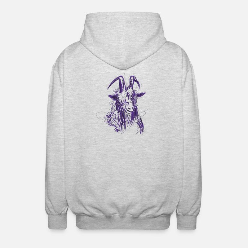 Bock (lila) - Unisex Kapuzenjacke - Hellgrau meliert