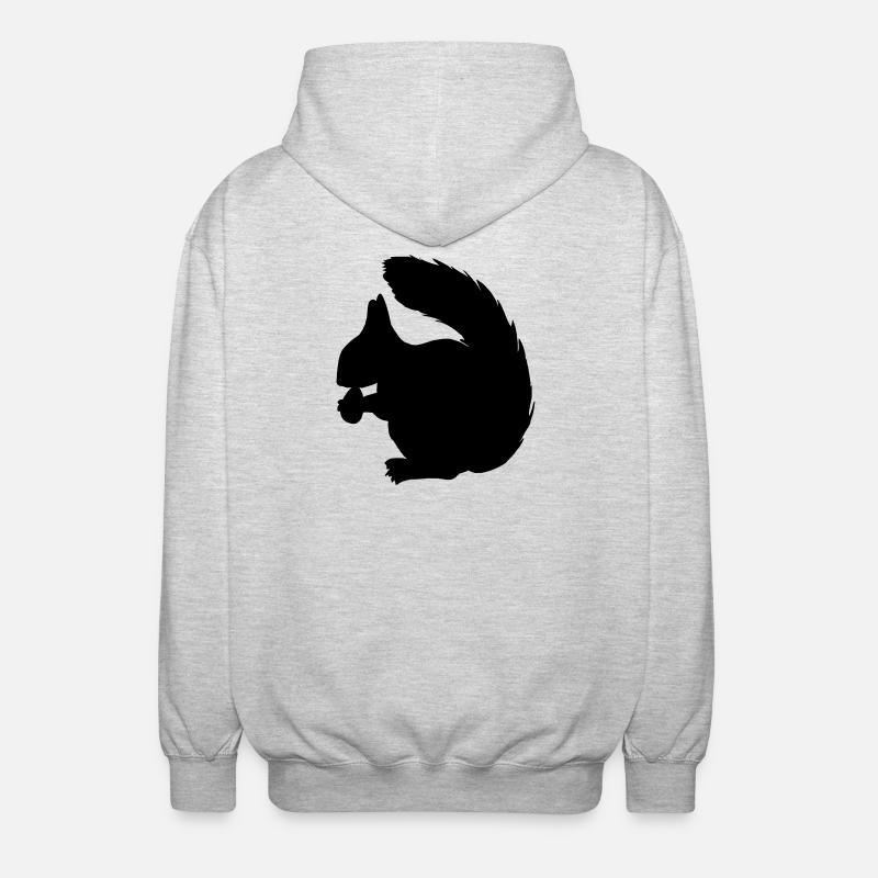 Eichhörnchen mit Nussschattenfigur - Unisex Kapuzenjacke - Hellgrau meliert