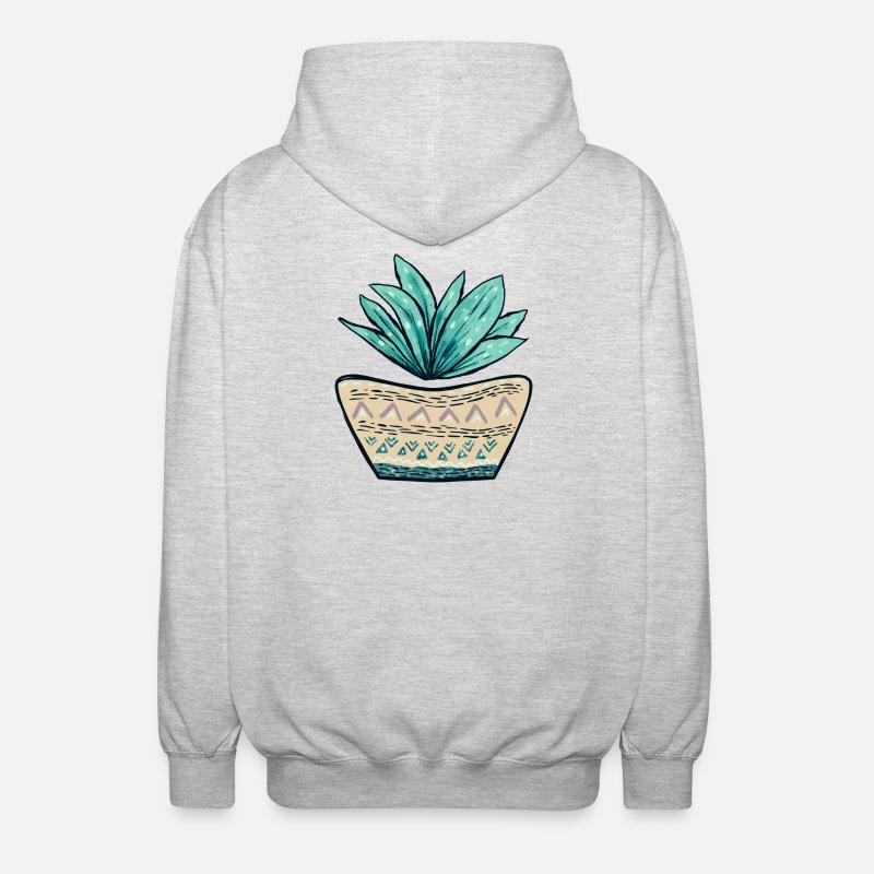Succulent Pot Pattern - Unisex Hooded Jacket - light heather grey