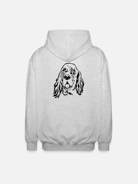 English setter head - Unisex Hooded Jacket - light heather grey