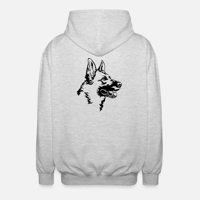 Deutscher Schäferhund Kopf - Unisex Kapuzenjacke - Hellgrau meliert