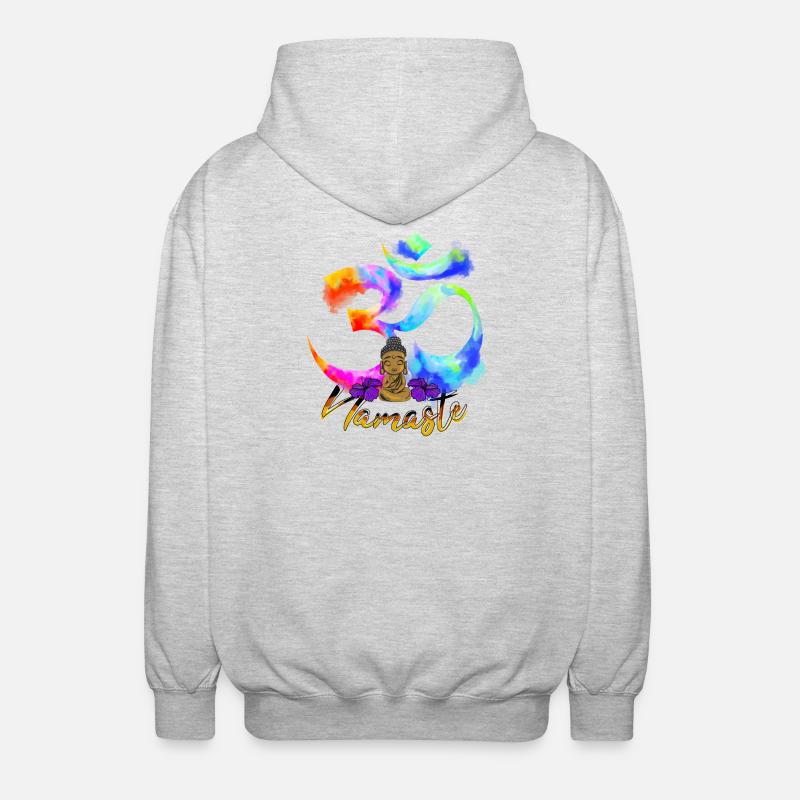 Namaste-Bogen-Iris-Buddha - Unisex Kapuzenjacke - Hellgrau meliert