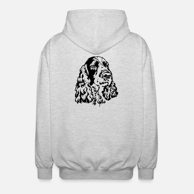 Englischer Springer Spaniel Kopf - Unisex Kapuzenjacke - Hellgrau meliert
