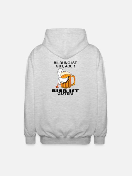 Bier Spruch lustig - Unisex Kapuzenjacke - Hellgrau meliert