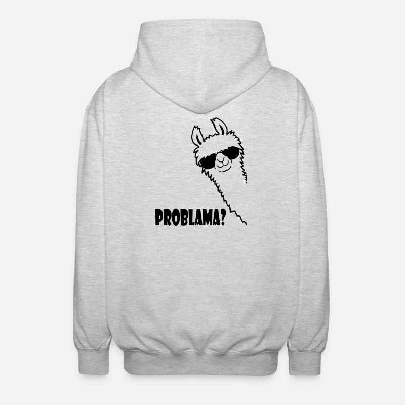 Lama Problama Frage - Unisex Kapuzenjacke - Hellgrau meliert