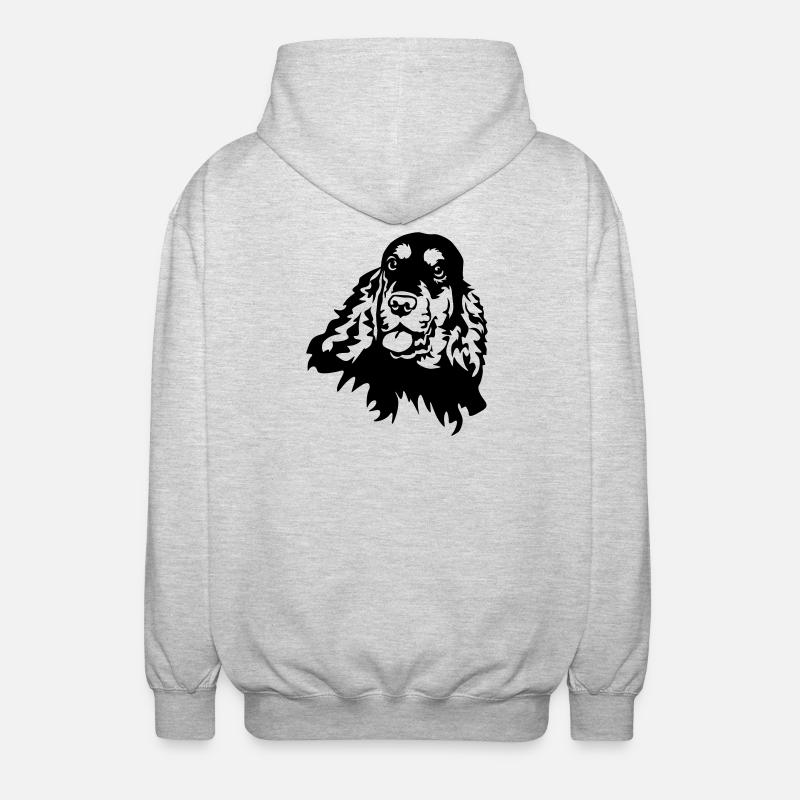 Cocker Spaniel Kopf - Unisex Kapuzenjacke - Hellgrau meliert