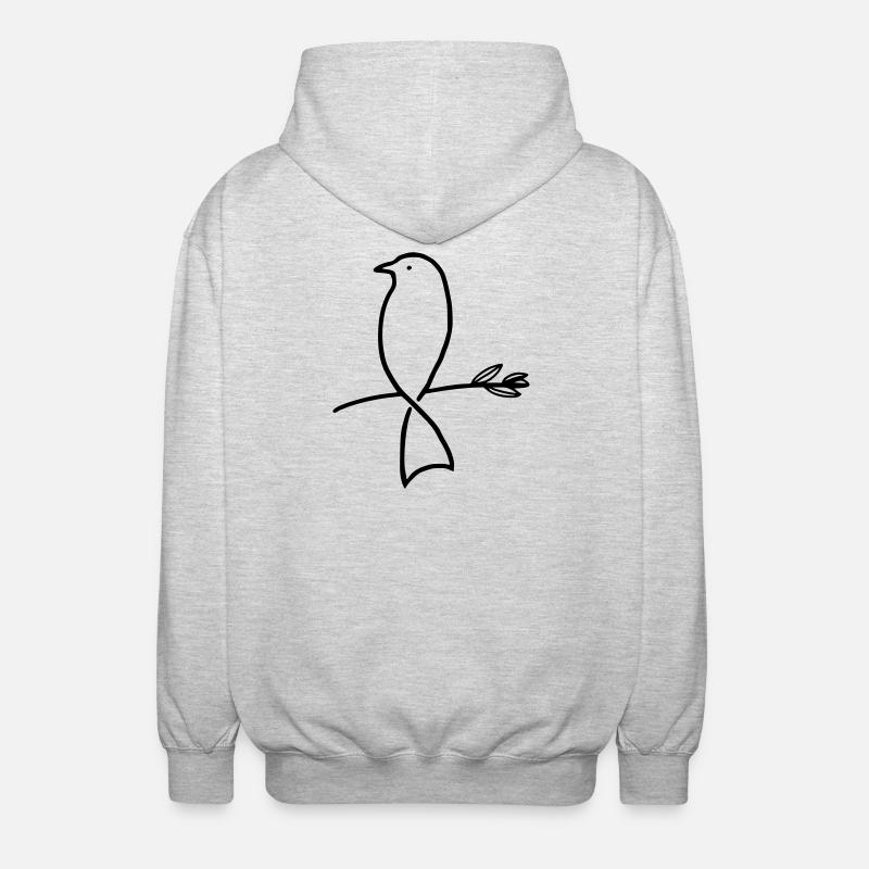 Vogel auf einem Ast - Unisex Kapuzenjacke - Hellgrau meliert