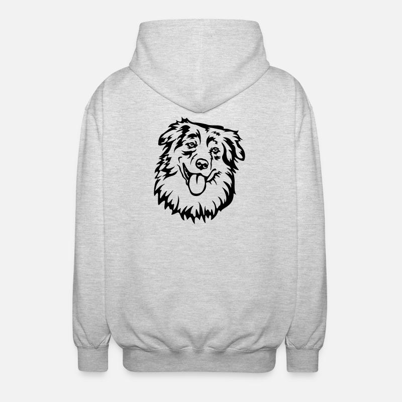 Australian Shepherd Kopf - Unisex Kapuzenjacke - Hellgrau meliert