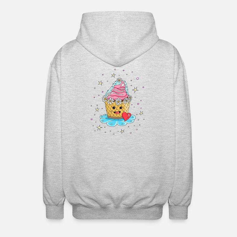 Cupcake Muffin Kuchen als Braut - Unisex Kapuzenjacke - Hellgrau meliert