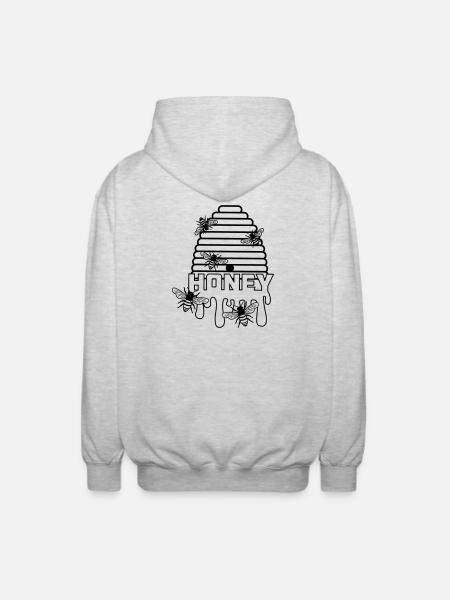 Bee honey hive - Unisex Hooded Jacket - light heather grey