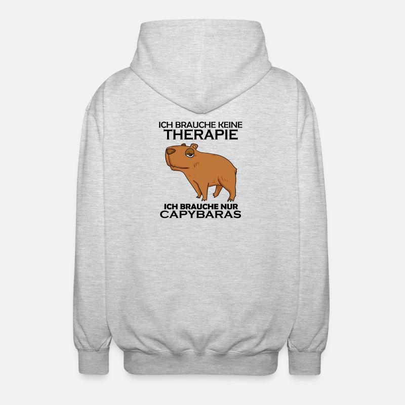 Capybara Wasserschwein Spruch Geschenk - Unisex Kapuzenjacke - Hellgrau meliert
