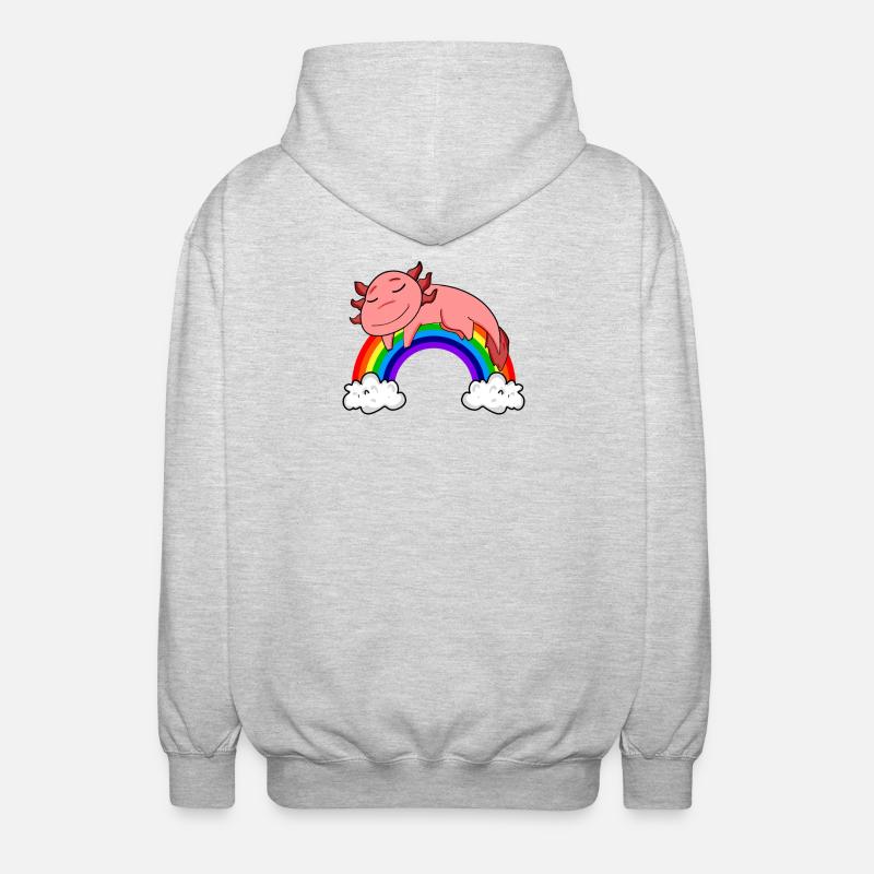 Rainbow Axolotl - Unisex Hooded Jacket - light heather grey
