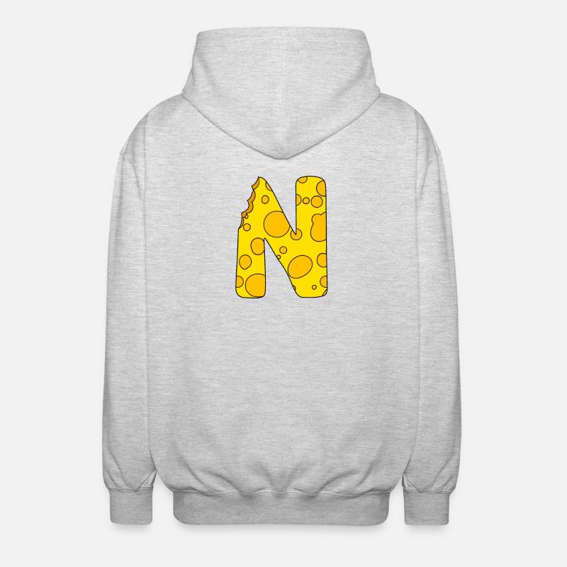 Lettre N - Veste à capuche unisexe - gris clair chiné