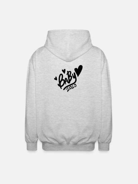 Bébé 2023 - Naissance Enceinte 2023 Grossesse - Veste à capuche unisexe - gris clair chiné