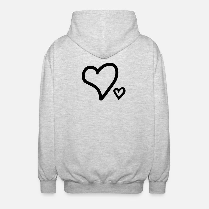 Hjerte hjerter - Unisex hættejakke. - lysegrå meleret