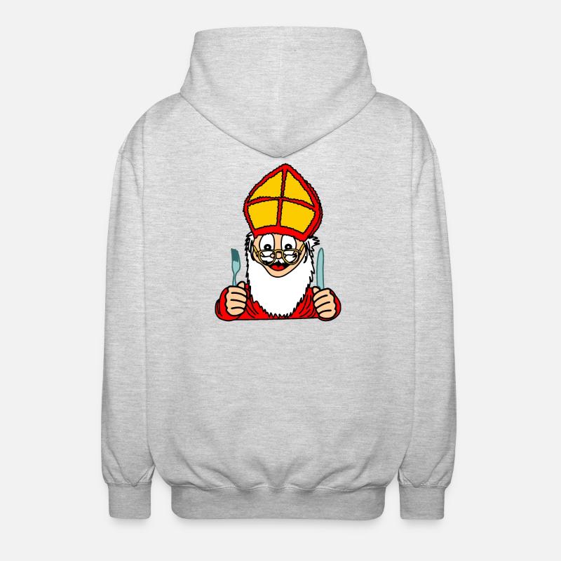 Sinterklaas mit Messer und Gabel - Unisex Kapuzenjacke - Hellgrau meliert